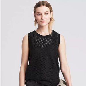 Banana republic black eyelet tank